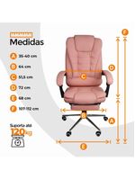 Cadeira De Escritório Oficial Presidente Ergonômic Apoio Pés Rosa Chiclete