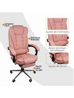 Cadeira De Escritório Oficial Presidente Ergonômic Apoio Pés Rosa Chiclete