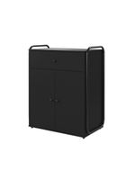 Armário Multiuso Organizador Estilo Industrial Com Gaveta E 2 Portas Escritório Quarto Preto