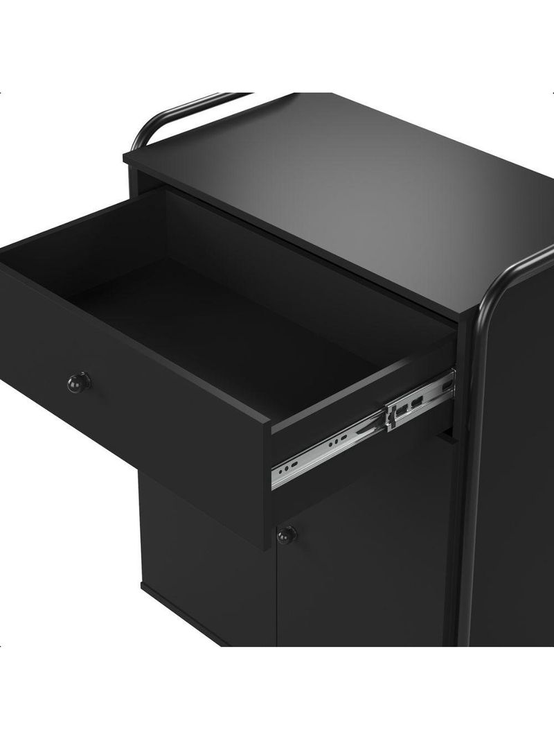 Armário Multiuso Organizador Estilo Industrial Com Gaveta E 2 Portas Escritório Quarto Preto