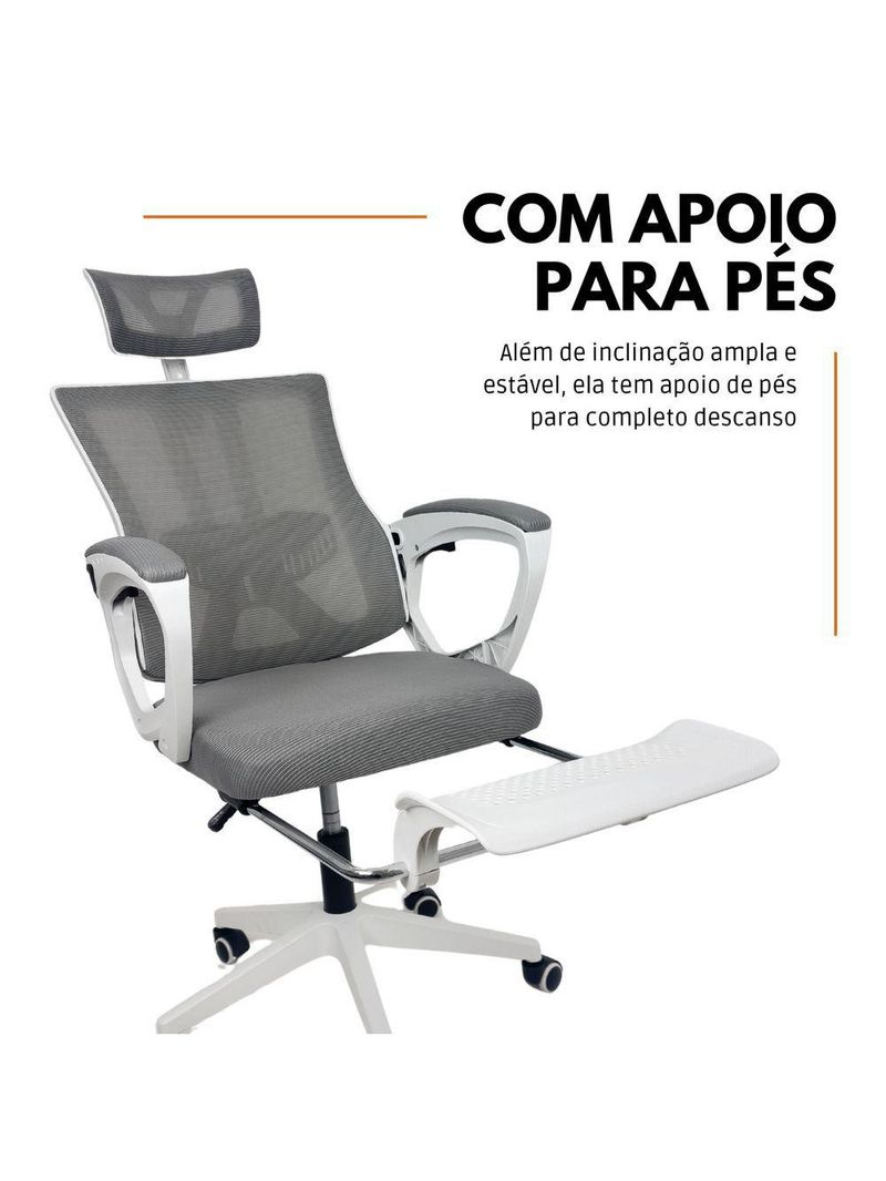 Cadeira De Escritório Presidente Executiva Oficial Paris Cinza