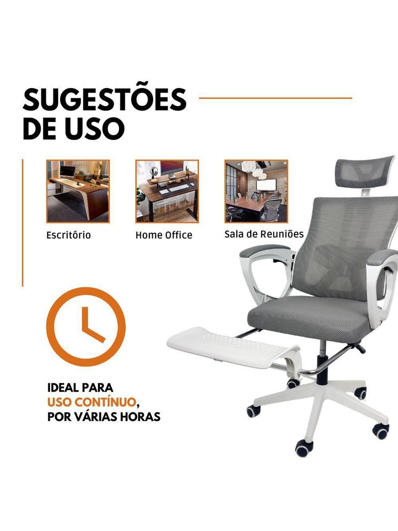 Cadeira De Escritório Presidente Executiva Oficial Paris Cinza