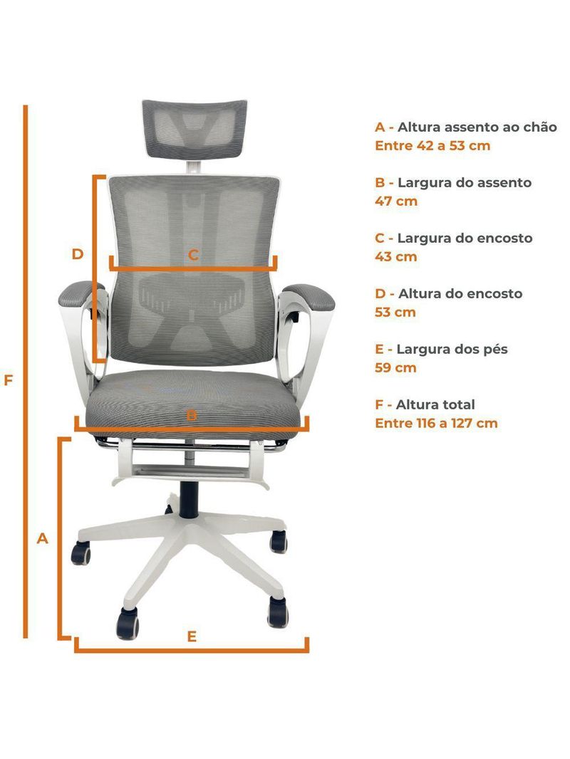 Cadeira De Escritório Presidente Executiva Oficial Paris Cinza
