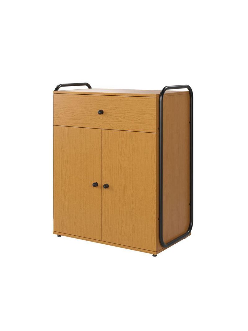 Armário Multiuso Organizador Estilo Industrial Com Gaveta E 2 Portas Escritório Quarto Nature