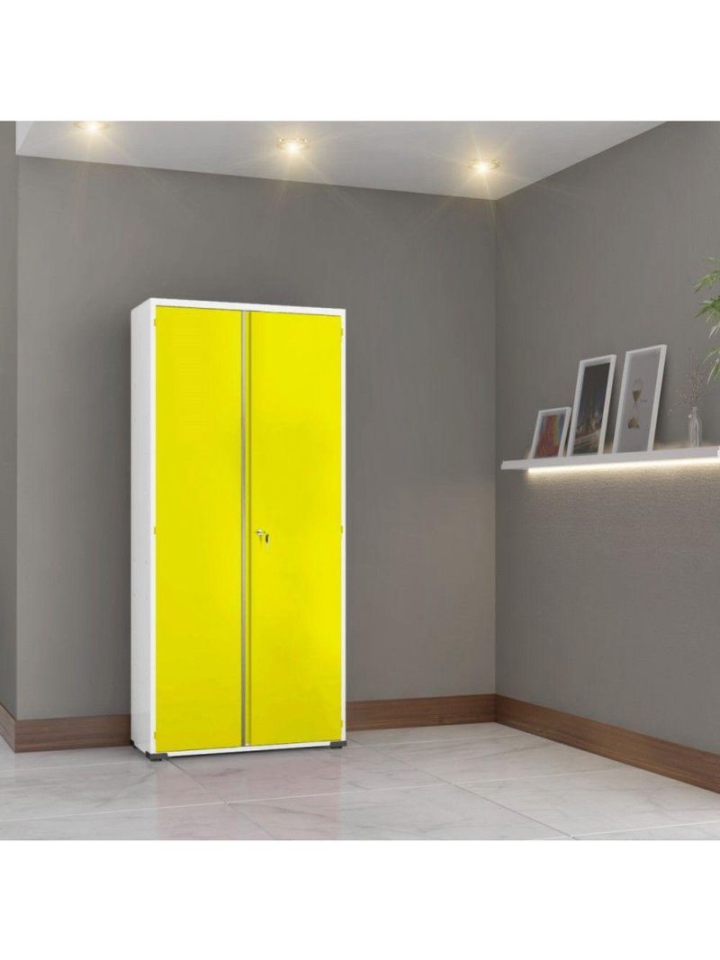 Armário Aço Escritório Fechadura 3 Prateleiras Ea302 Amarelo