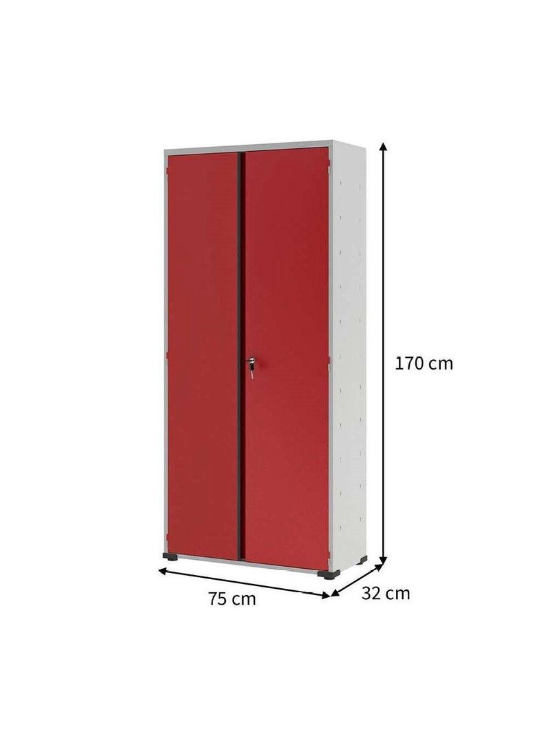 Armário Aço Escritório Fechadura 3 Prateleiras Ea302 Vermelho