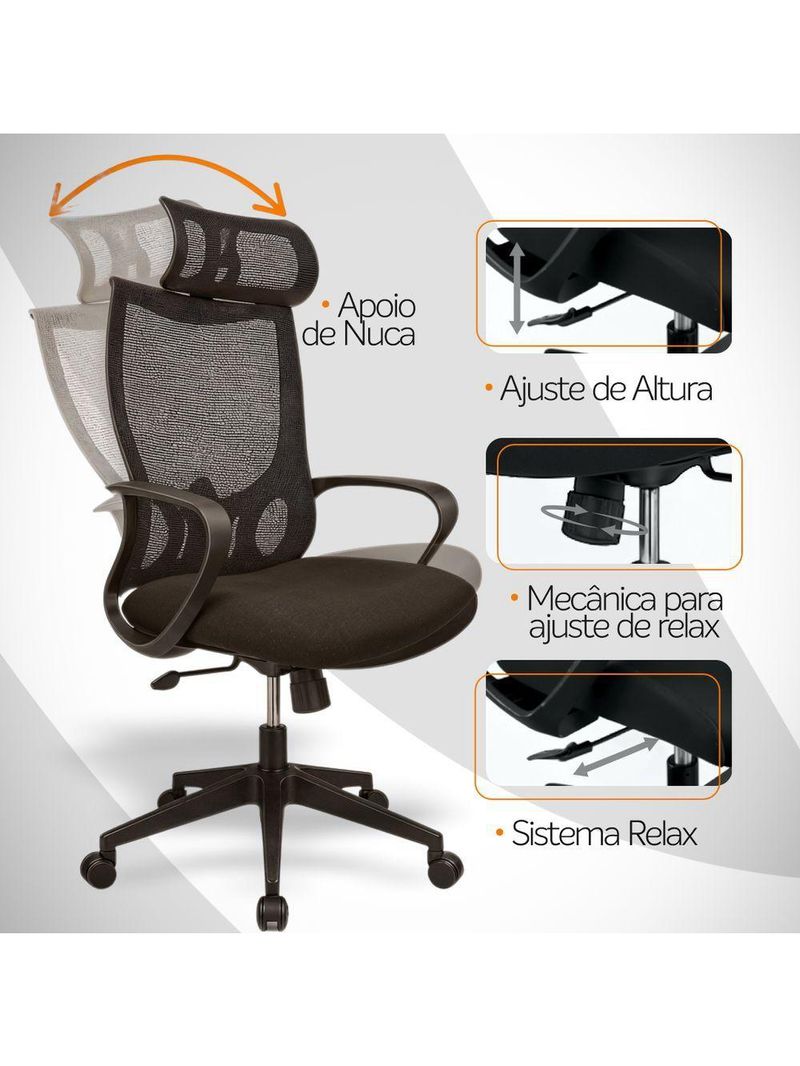 Cadeira De Escritório Presidente Ergonômica Oficial Corporativa Verona Apoio Nuca