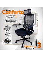 Cadeira De Escritório Presidente Ergonômica Oficial Corporativa Verona Apoio Nuca