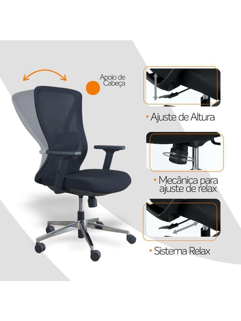 Cadeira De Escritório Diretor Ergonômica Oficial Corporativa Work Sem Apoio