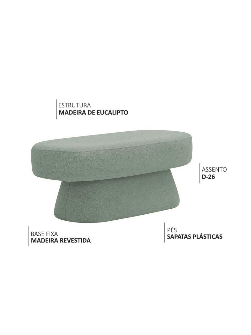 Banco Orgânico 102cm Liz Sala De Estar Bouclé Verde Claro - Nexta Casa