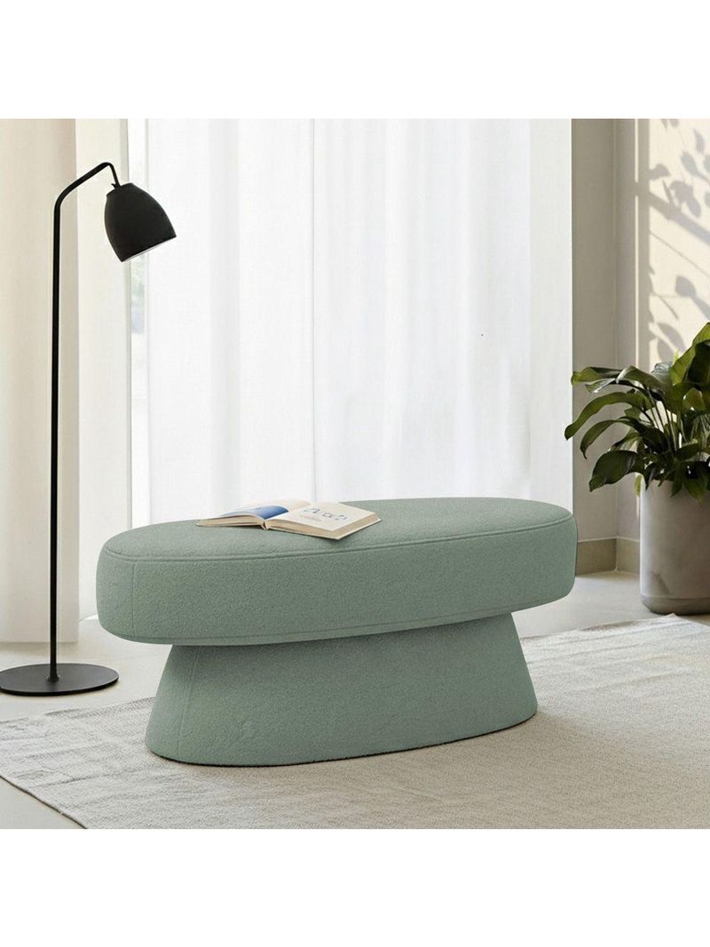 Banco Orgânico 102cm Liz Sala De Estar Bouclé Verde Claro - Nexta Casa