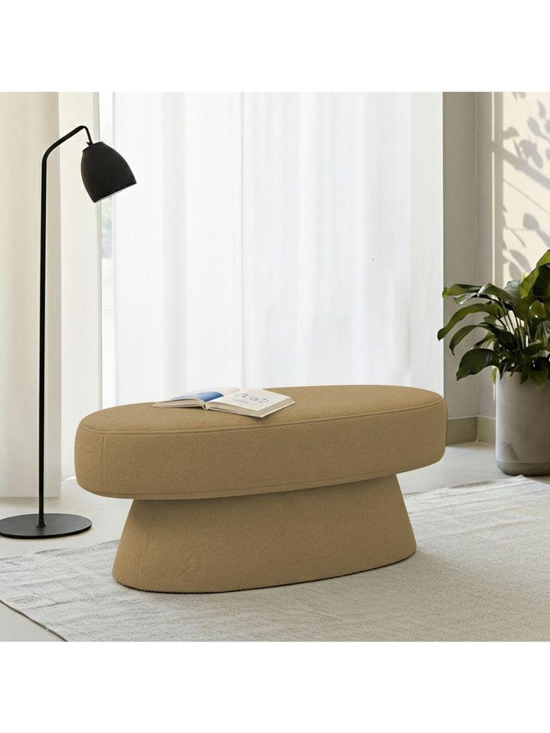 Banco Orgânico 102cm Liz Sala De Estar Bouclé Camel - Nexta Casa