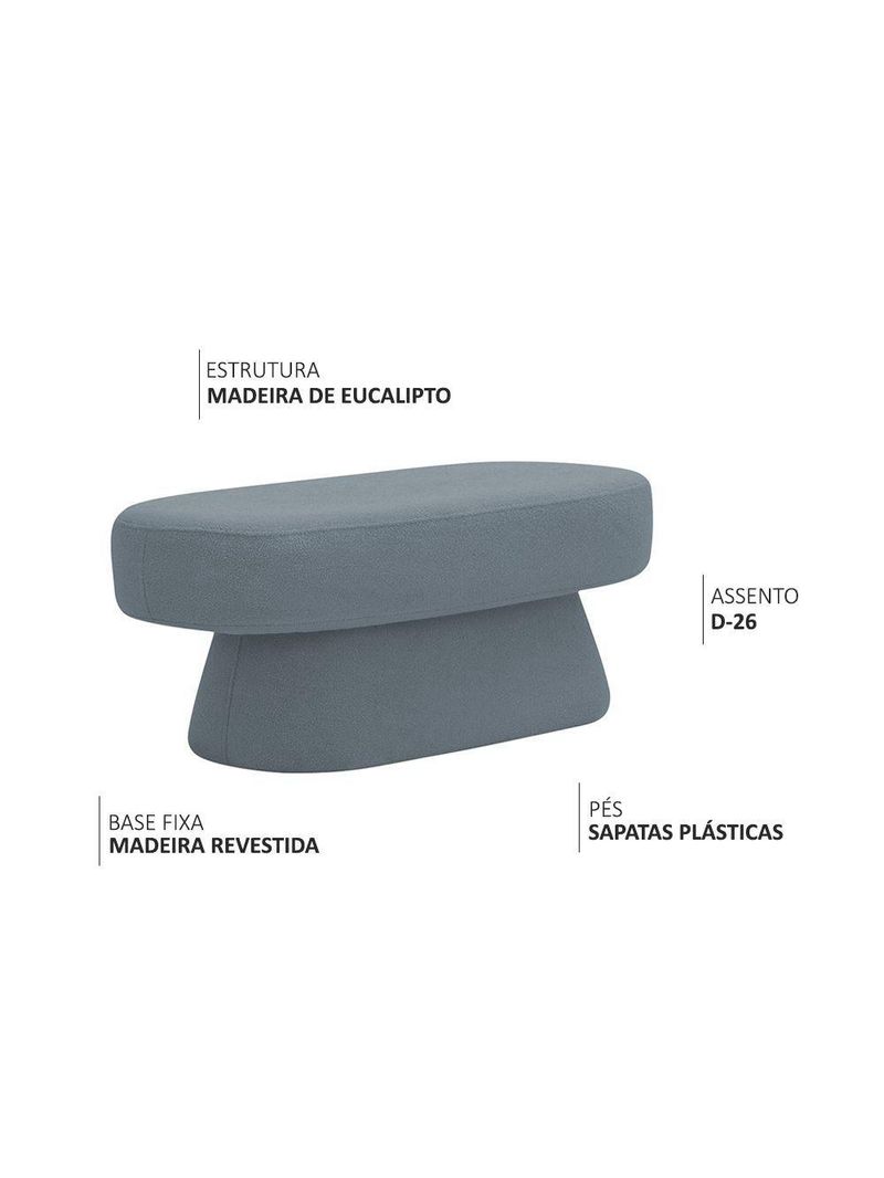 Banco Orgânico 102cm Liz Sala De Estar Bouclé Azul Claro - Nexta Casa