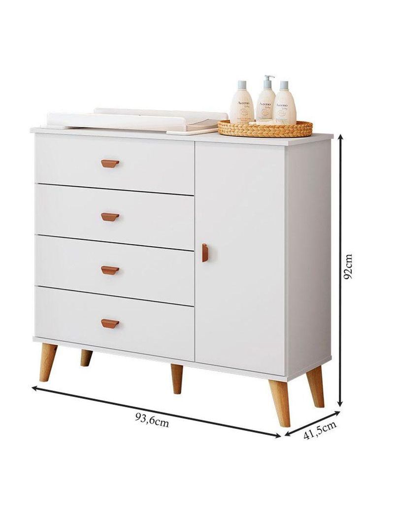 Quarto De Bebê Duda Com Berço Americano Ludmila Branco Acetinado Bétula - Carolina