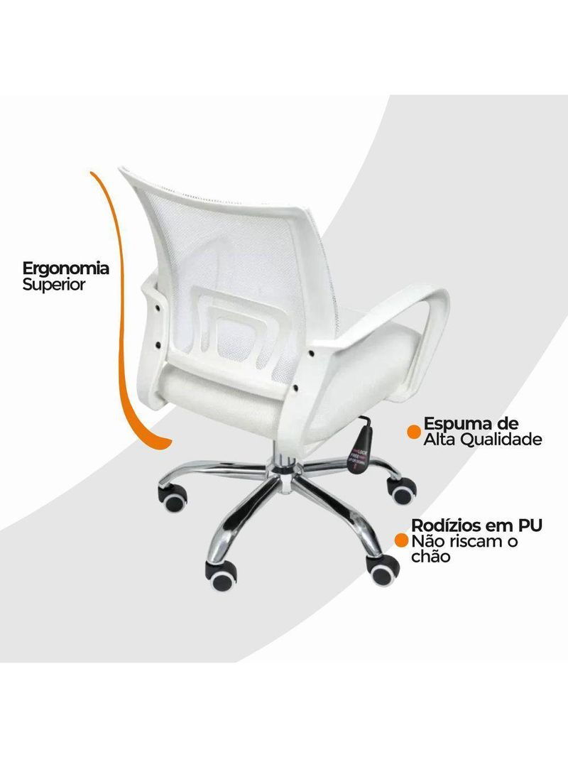 Cadeira De Escritório Oficial Begônia Tela Mesh Branco