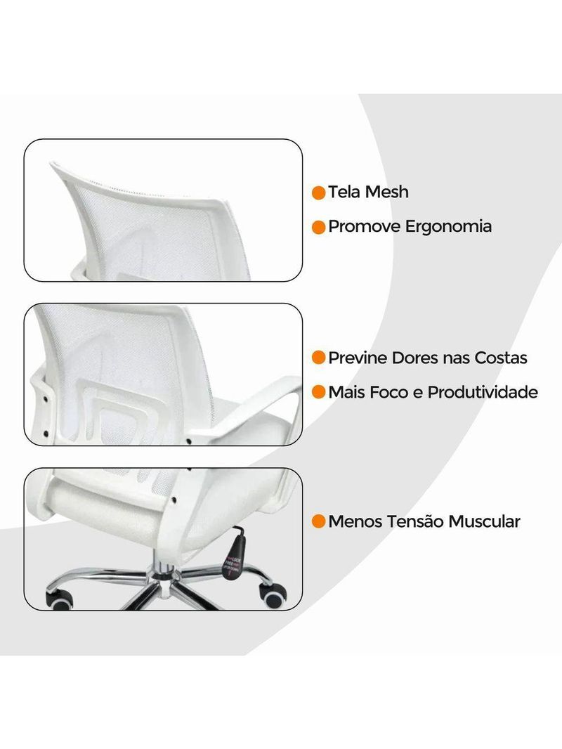 Cadeira De Escritório Oficial Begônia Tela Mesh Branco
