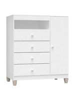 Quarto De Bebê 6 Portas Ternura Baby Com Berço Americano Doce Sonho 100 predominância da cor Branco Brilho - Incorplac
