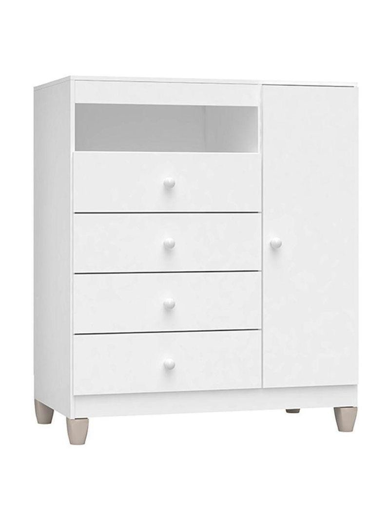 Quarto De Bebê 6 Portas Ternura Baby Com Berço Americano Doce Sonho 100 predominância da cor Branco Brilho - Incorplac