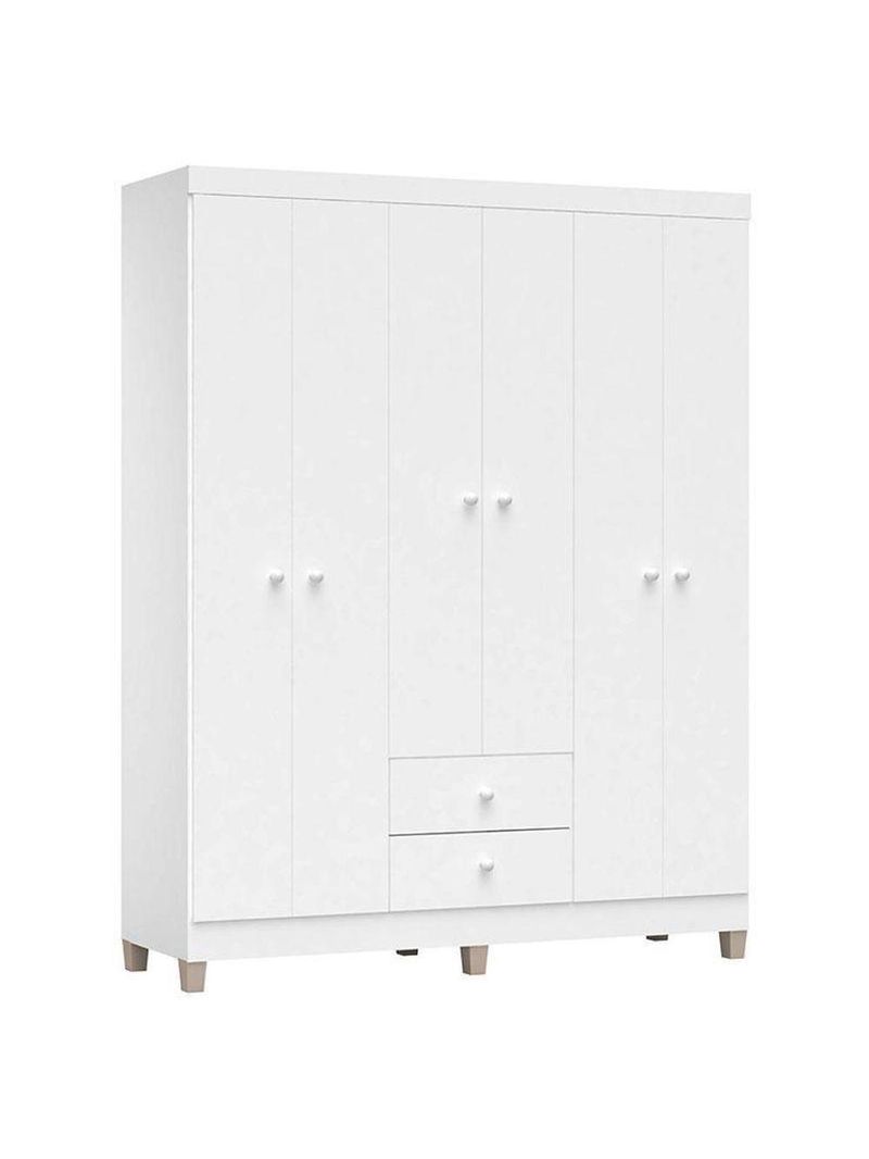 Quarto De Bebê 6 Portas Ternura Baby Com Berço Americano Doce Sonho 100 predominância da cor Branco Brilho - Incorplac