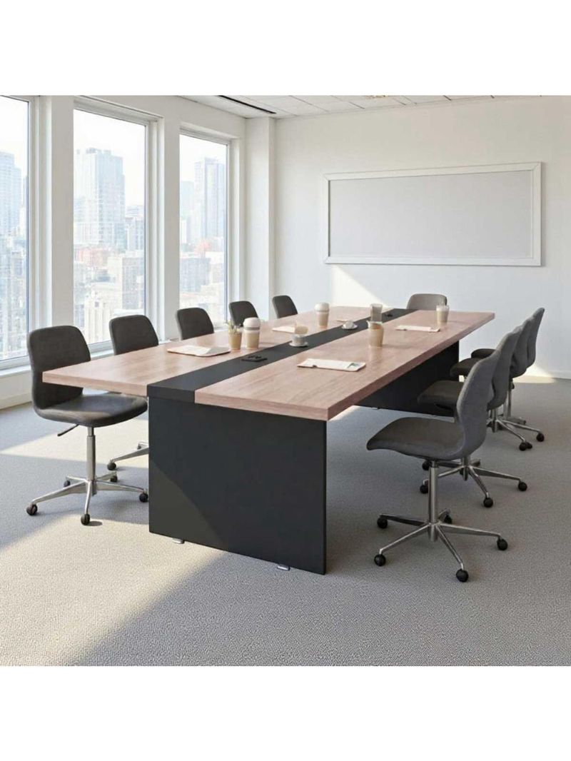 Mesa De Reunião Premium Escritório 3,60m 8 Lugares Nogueira