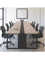 Mesa De Reunião 8 Lugares Escritório 3,60m Nogueira Preto