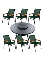 Conjunto Mesa Jardim Giratória 6 Poltronas Cadeiras área Externa Lazer Piscina Verde