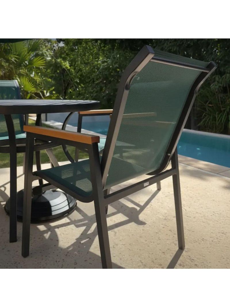 Conjunto Mesa Jardim Giratória 6 Poltronas Cadeiras área Externa Lazer Piscina Verde