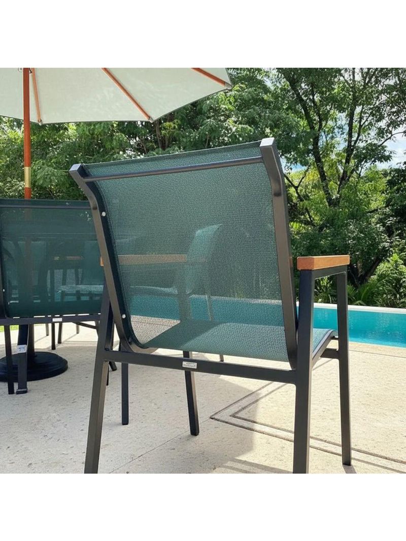 Conjunto Mesa Jardim Giratória 6 Poltronas Cadeiras área Externa Lazer Piscina Verde