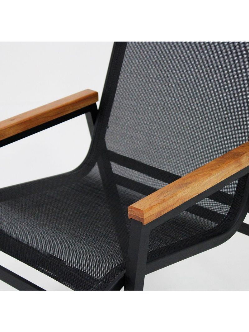 Conjunto Mesa Jardim Giratória 6 Poltronas Cadeiras área Externa Lazer Piscina Preto