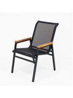 Conjunto Mesa Jardim Giratória 6 Poltronas Cadeiras área Externa Lazer Piscina Preto