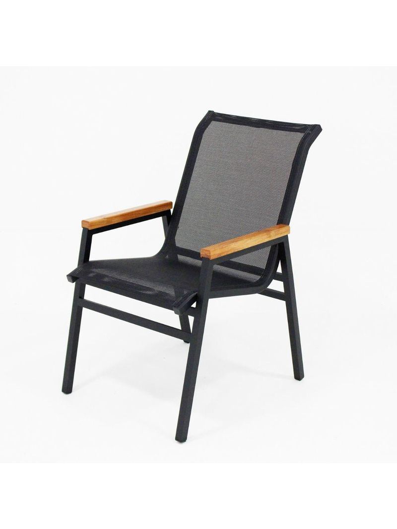 Conjunto Mesa Jardim Giratória 6 Poltronas Cadeiras área Externa Lazer Piscina Preto