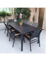Conjunto Mesa Jardim Giratória 6 Poltronas Cadeiras área Externa Lazer Piscina Preto