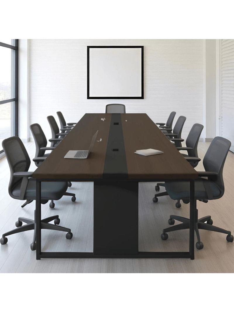 Mesa De Reunião 8 Lugares Escritório 3,60m Freijó Preto