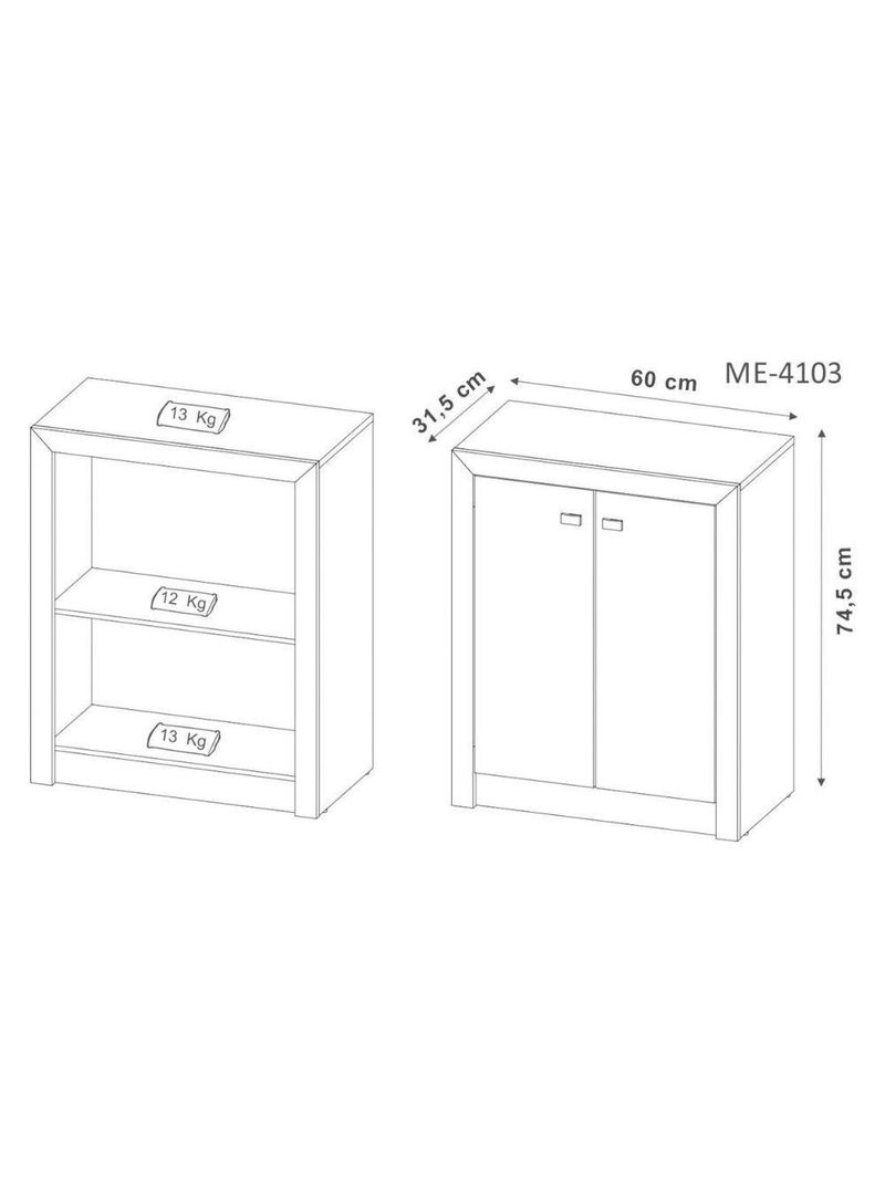 Balcão de Escritório ME4103 c/ 2 Portas Nogal - Tecno Mobili