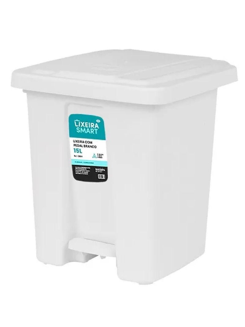 Lixeira Pedal 15 Litros Grande Cesto De Lixo Casa Banheiro Cozinha Comercio Coleta Seletiva Reforcada Plastico