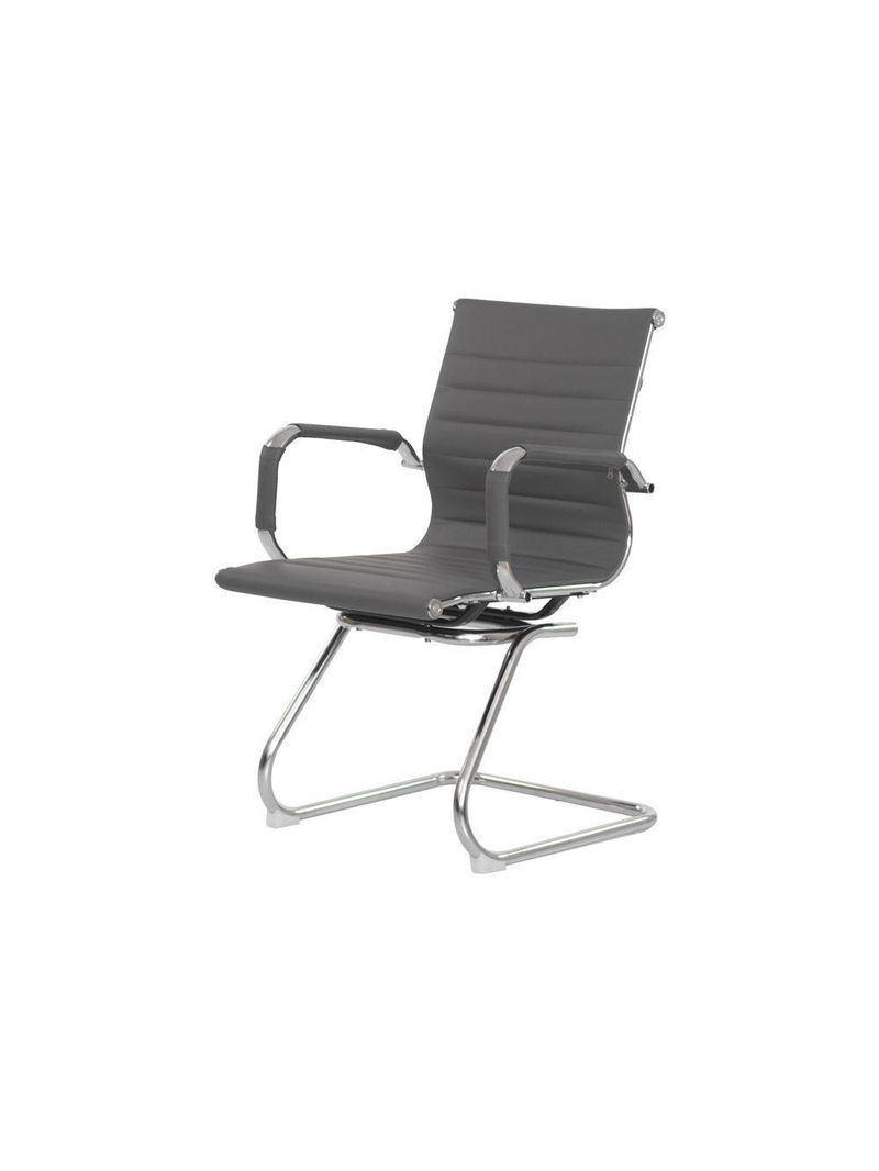 Kit 2 Cadeiras Escritório Interlocutor Stripes Fixa Pu Cinza