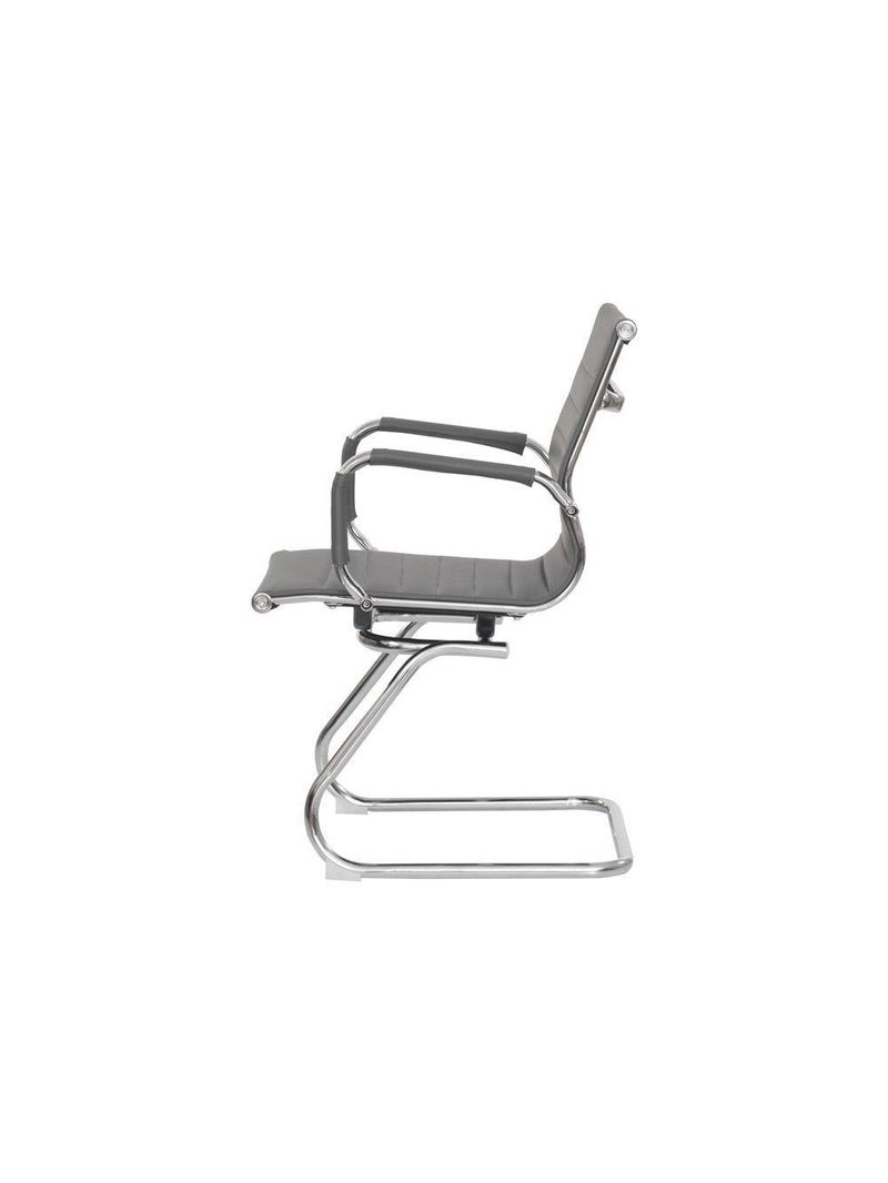 Kit 2 Cadeiras Escritório Interlocutor Stripes Fixa Pu Cinza