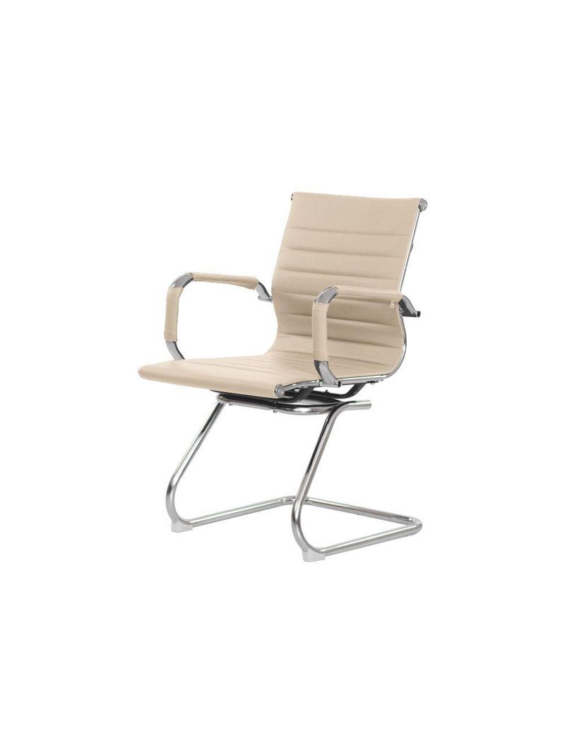 Kit 2 Cadeiras Escritório Interlocutor Stripes Fixa Pu Nude