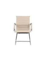 Kit 2 Cadeiras Escritório Interlocutor Stripes Fixa Pu Nude