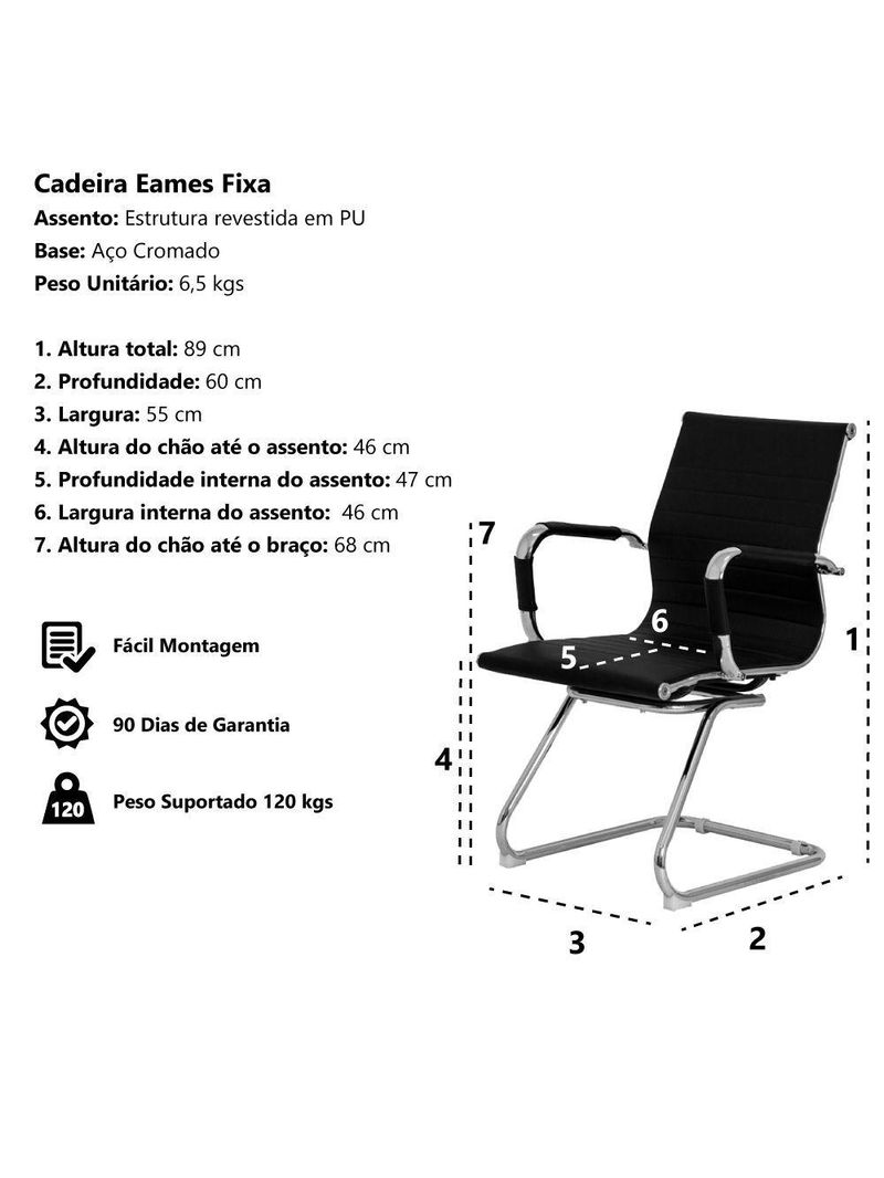 Kit 2 Cadeiras Escritório Interlocutor Stripes Fixa Pu Nude