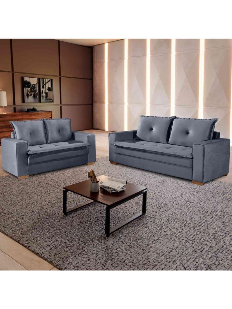 Conjunto De Sofás De 02 E 03 Lugares Unique