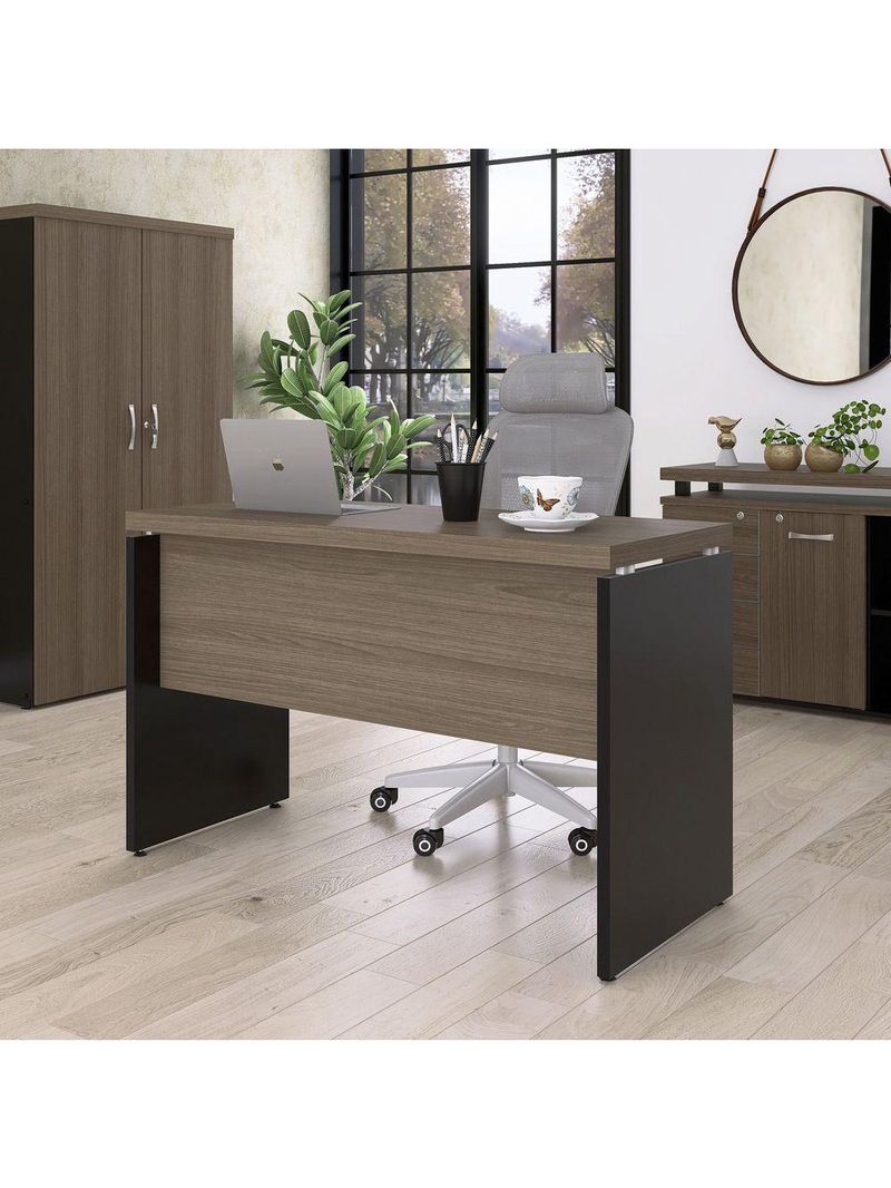 Mesa De Escritório 120cm Pe40 Preto-walnut
