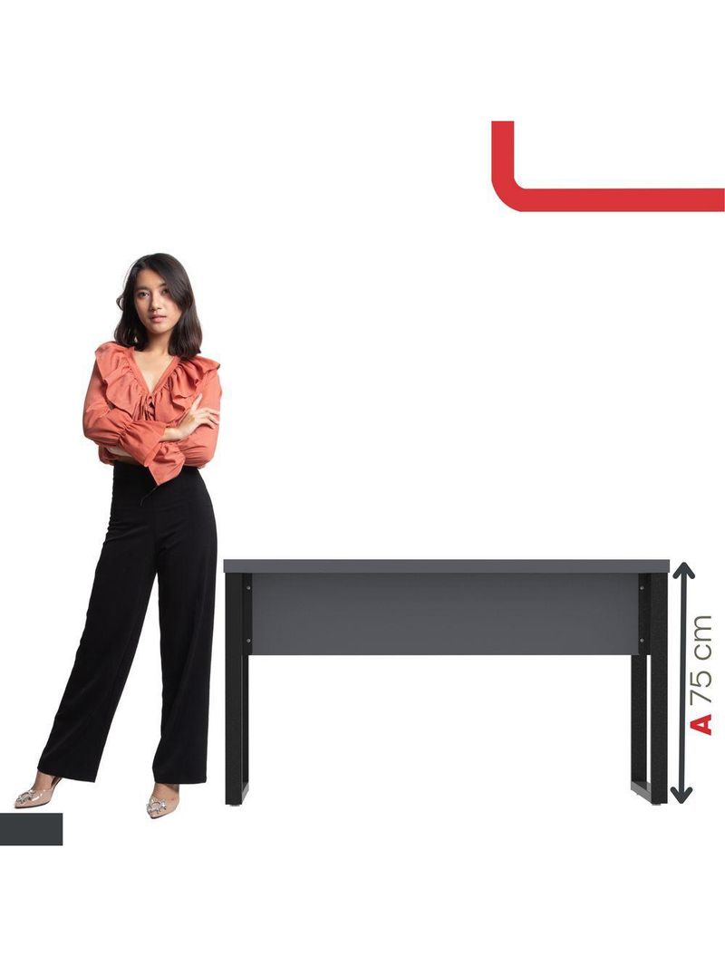 Mesa Escritório 1340x600x750mm M1340pe40tub Grafito-preto