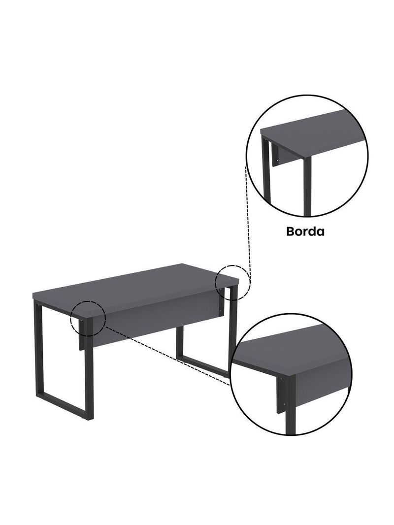 Mesa Escritório 1340x600x750mm M1340pe40tub Grafito-preto