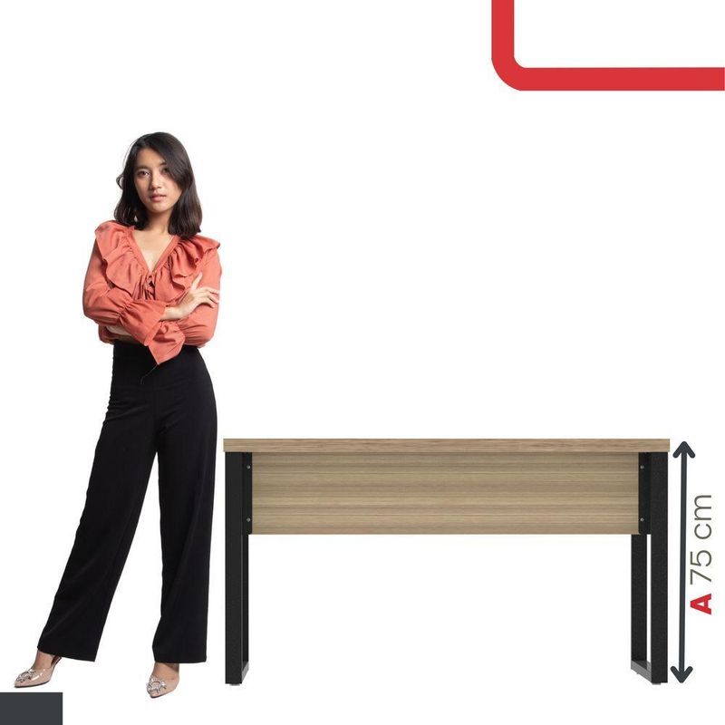 Mesa Escritório 1340x600x750mm M1340pe40tub Noce Naturalle-preto