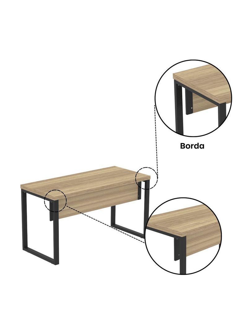Mesa Escritório 1340x600x750mm M1340pe40tub Noce Naturalle-preto