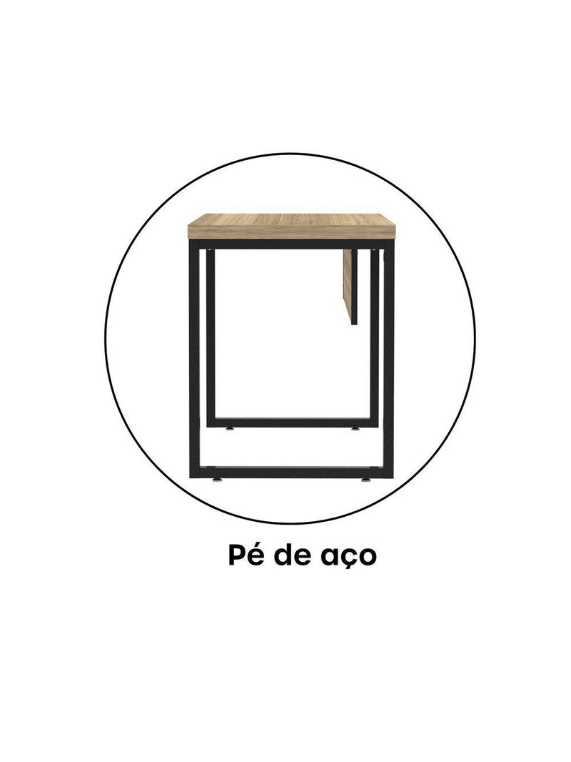 Mesa Escritório 1340x600x750mm M1340pe40tub Noce Naturalle-preto