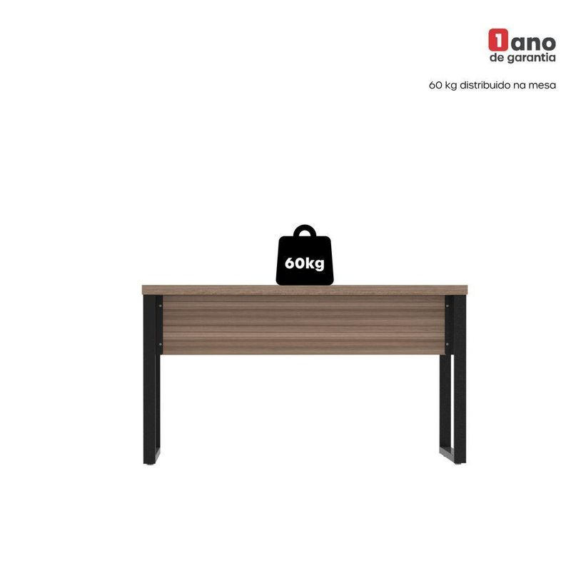 Mesa Escritório 1500x600x750mm M150-60pe40tub Walnut-preto