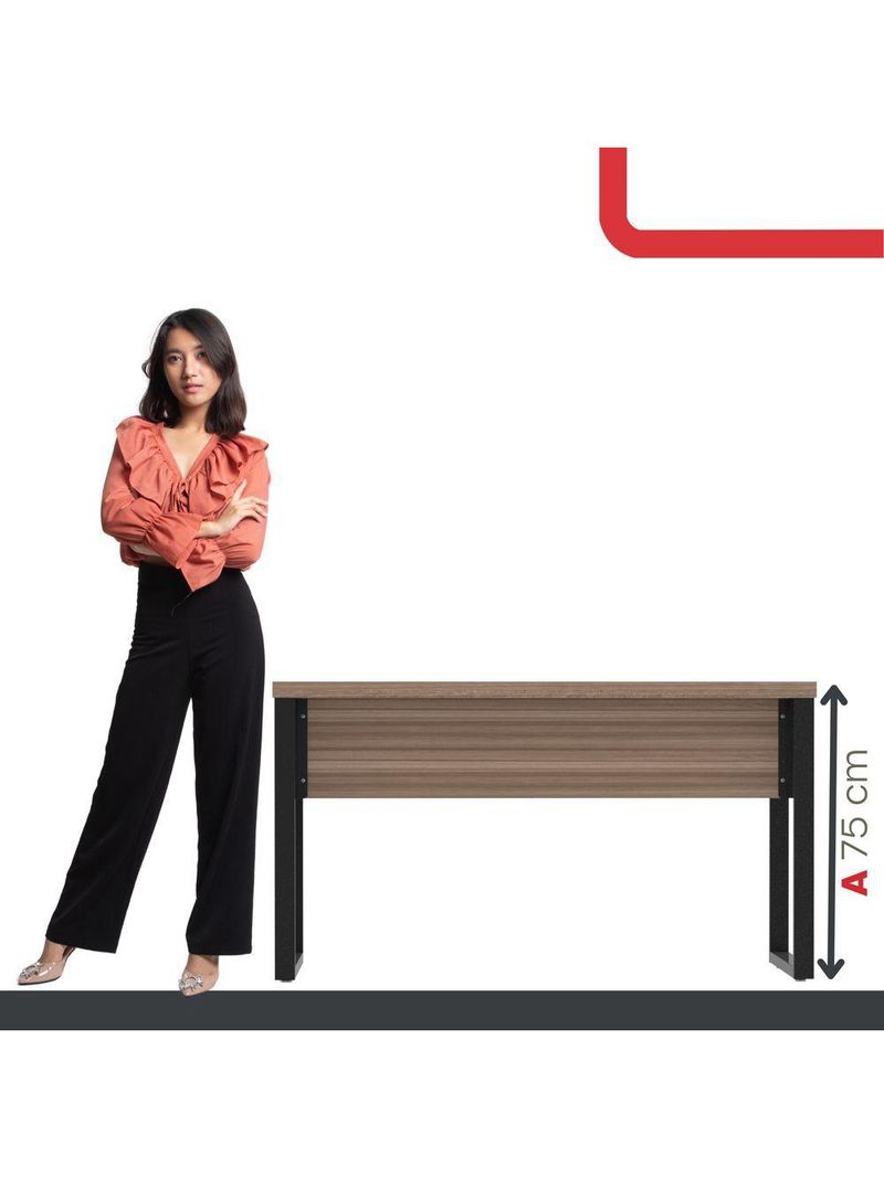 Mesa Escritório 1500x600x750mm M150-60pe40tub Walnut-preto