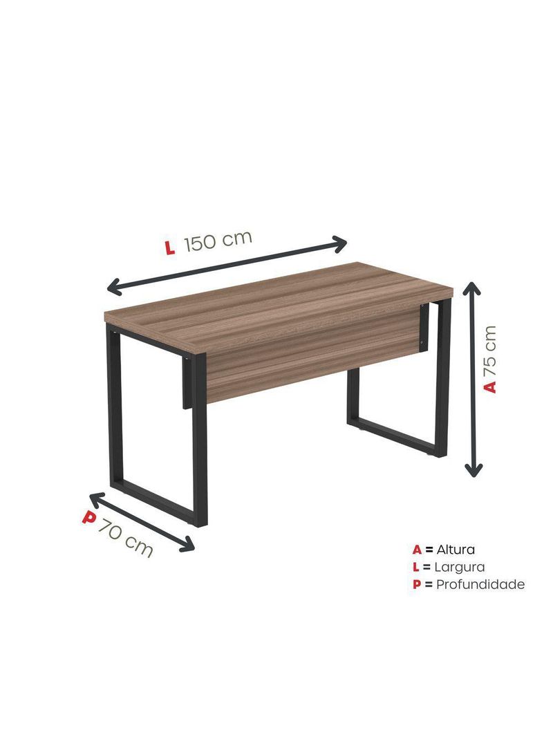Mesa Escritório 1500x700x750mm M150-70pe40tub Walnut-preto